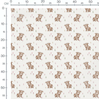 Tissu - Petites vaches et fleurs