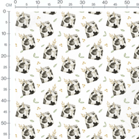 Tissu - Briques de lait et feuilles