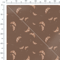 Tissu - Croissants sur fond marron