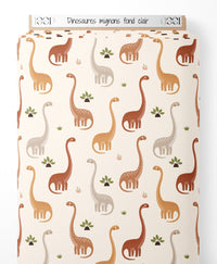 Tissu - Dinosaures mignons sur fond clair