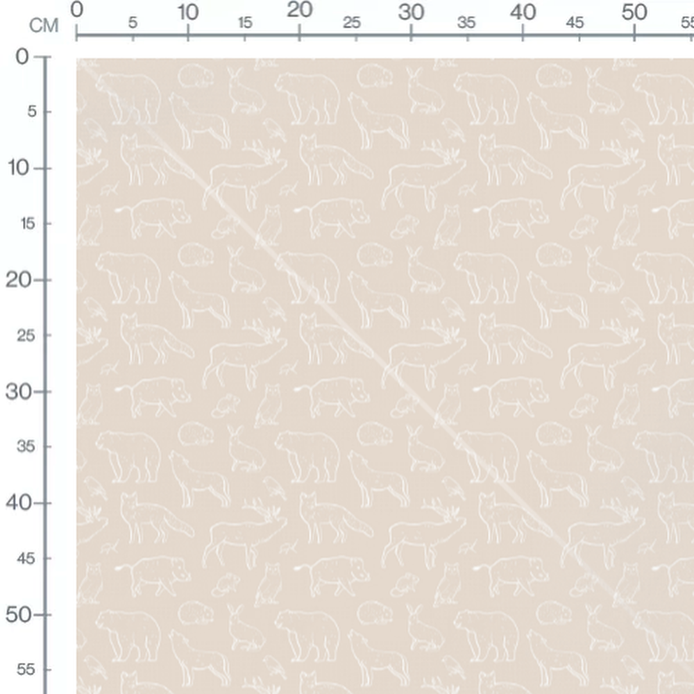 Tissu - Silhouettes blanches sur beige