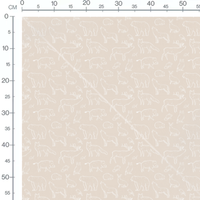 Tissu - Silhouettes blanches sur beige