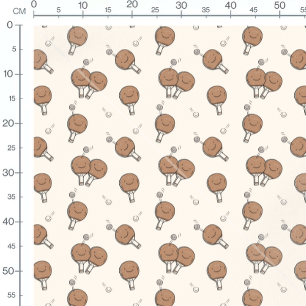 Tissu - Raquettes souriantes et balles