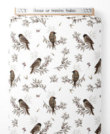 Tissu - Oiseaux sur branches feuillues