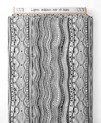 Tissu - Lignes ondulées noir et blanc