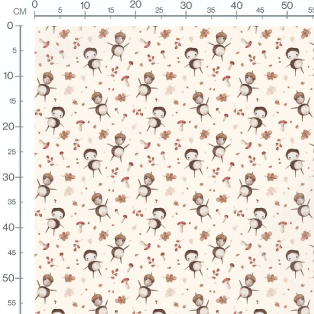 Tissu - Glands crème et champignons