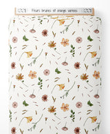 Tissu - Fleurs brunes et orange variées