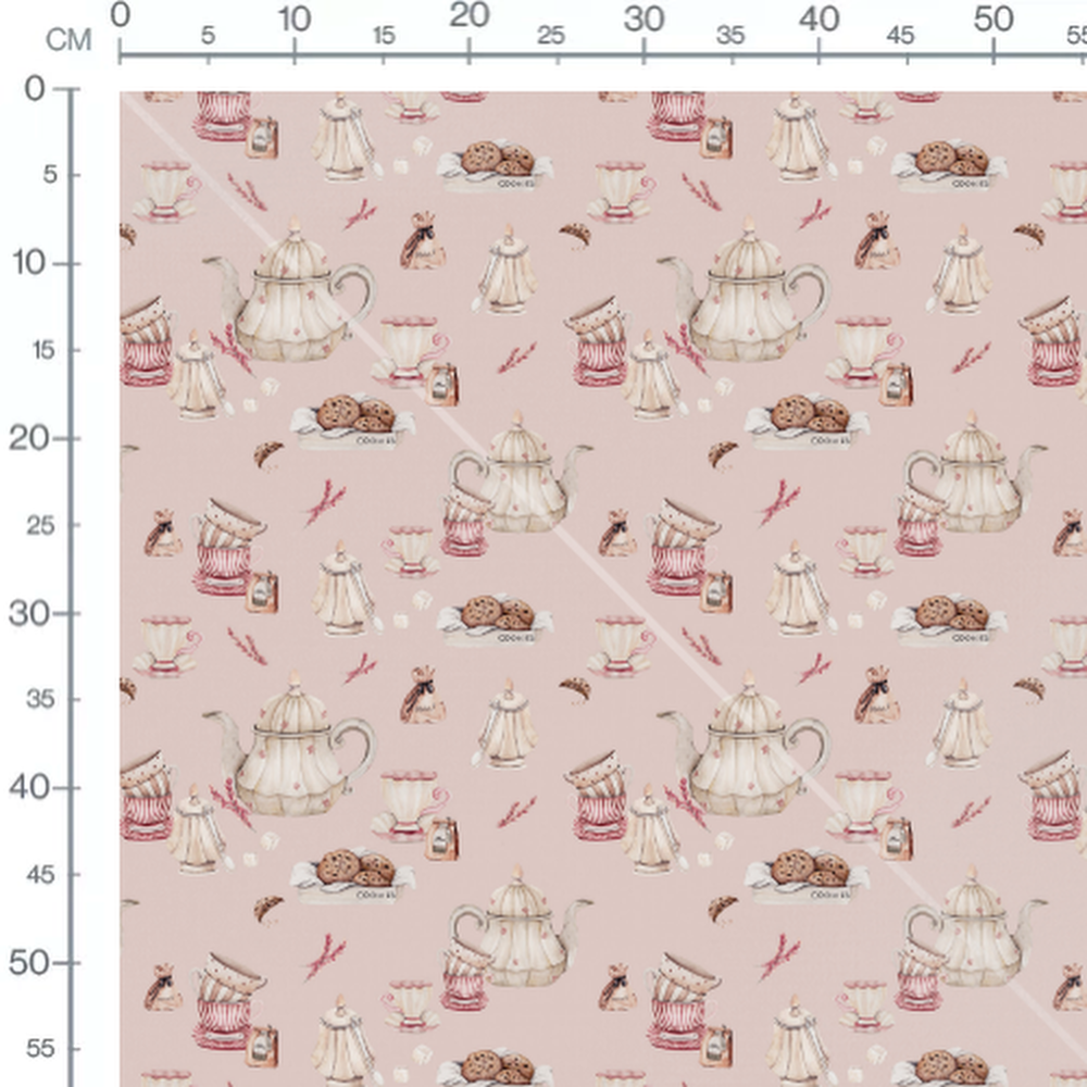 Tissu - Théières et tasses décorées