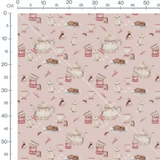 Tissu - Théières et tasses décorées