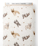 Tissu - Chiens marron et empreintes