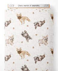 Tissu - Chiens marron et empreintes