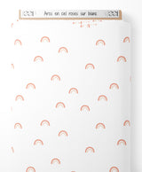 Tissu - Arcs-en-ciel roses sur blanc
