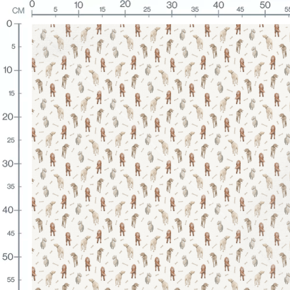 Tissu - Chiens et os dessinés