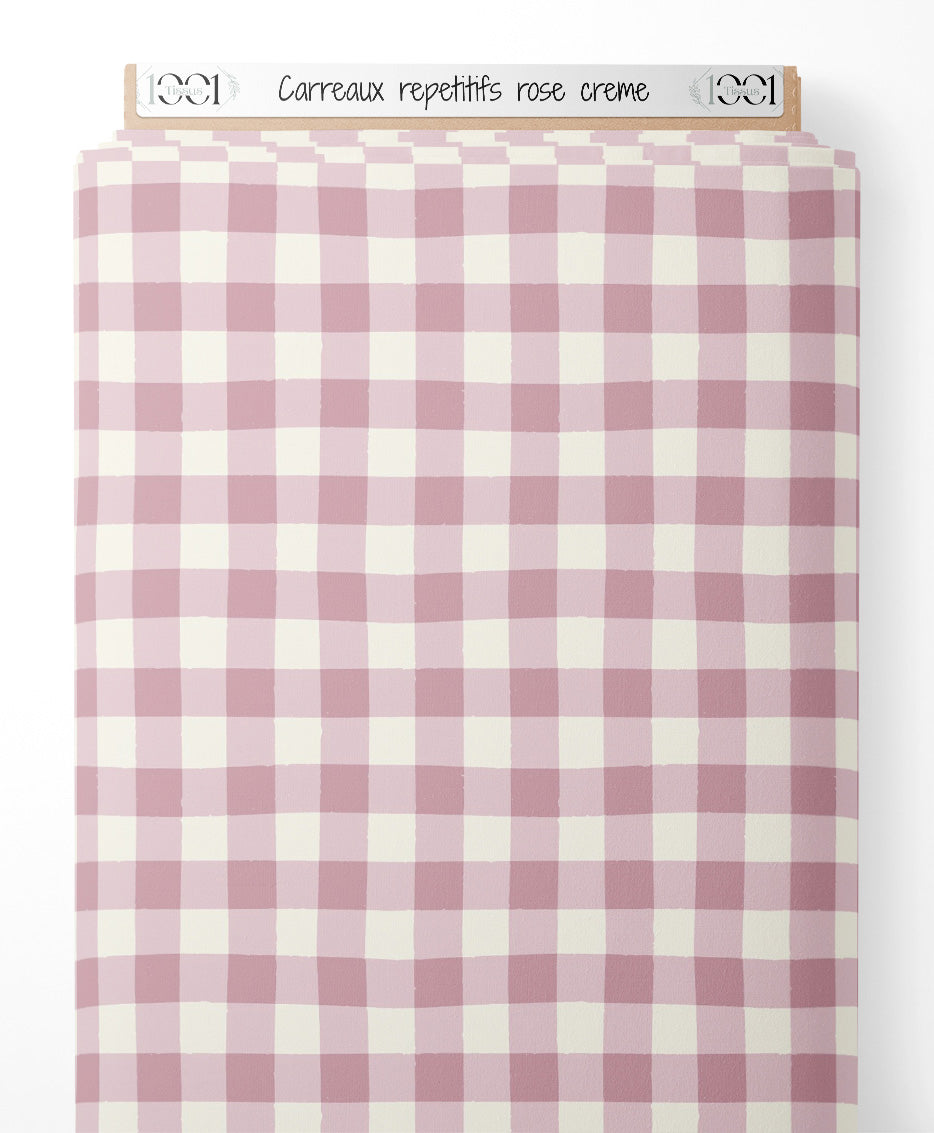 Tissu - Carreaux répétitifs rose crème