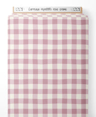 Tissu - Carreaux répétitifs rose crème