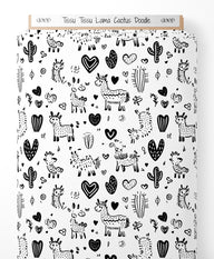 Tissu - Tissu Lama Cactus Doodle