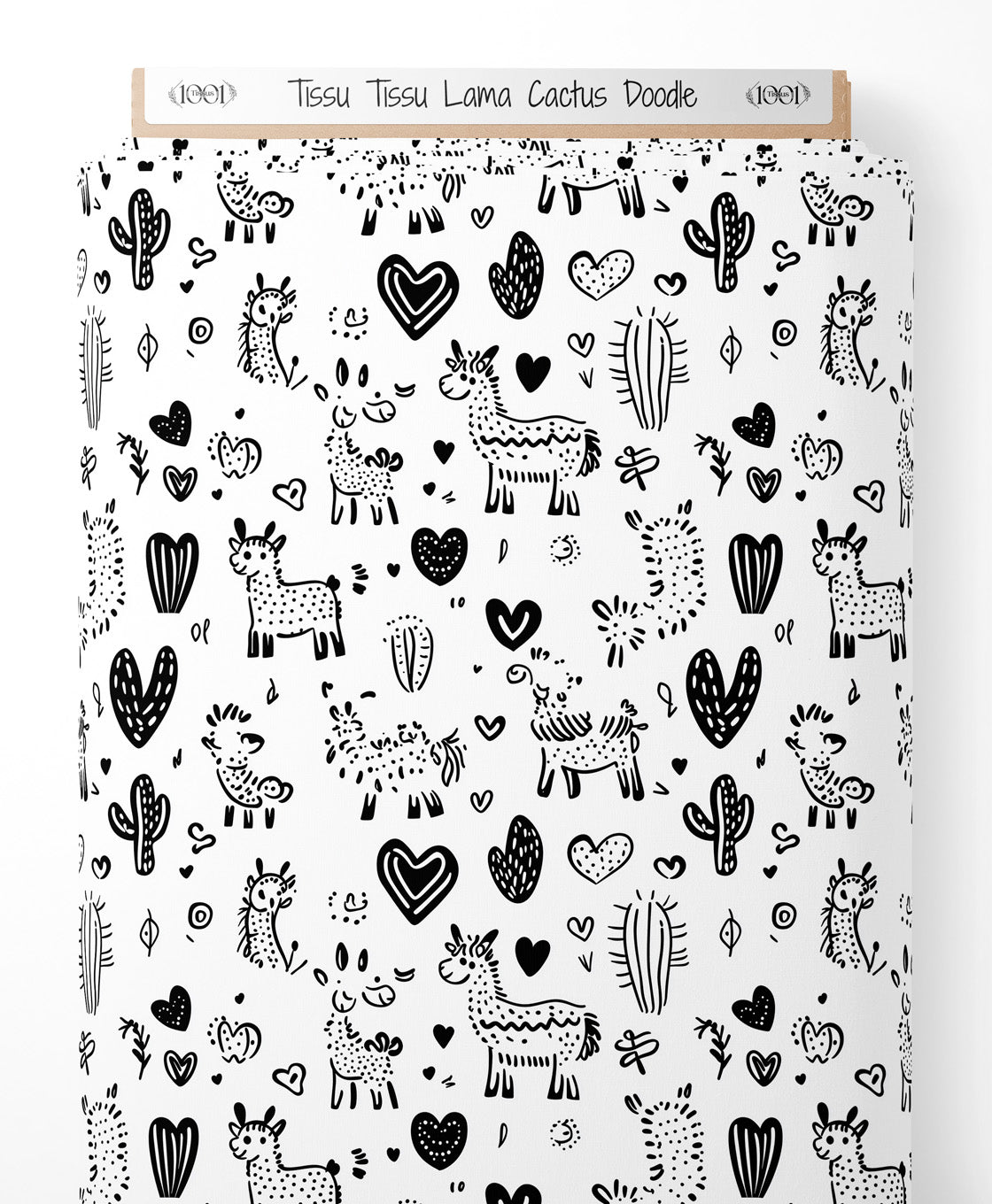 Tissu - Tissu Lama Cactus Doodle