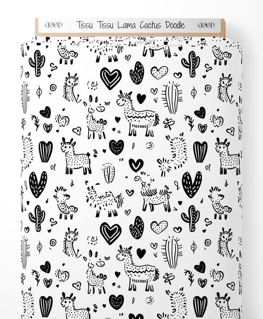 Tissu - Tissu Lama Cactus Doodle