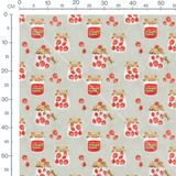 Tissu - Fraises rouges et pots gris