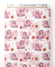 Tissu - licorne rose dore