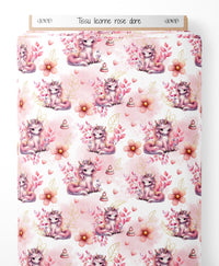 Tissu - licorne rose dore