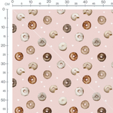 Tissu - Donuts et cœurs roses