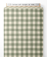 Tissu - Carreaux verts classiques sur crème