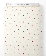 Tissu - Pois rouges et verts