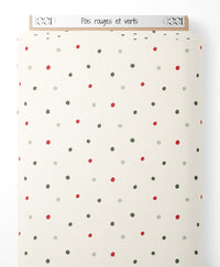 Tissu - Pois rouges et verts