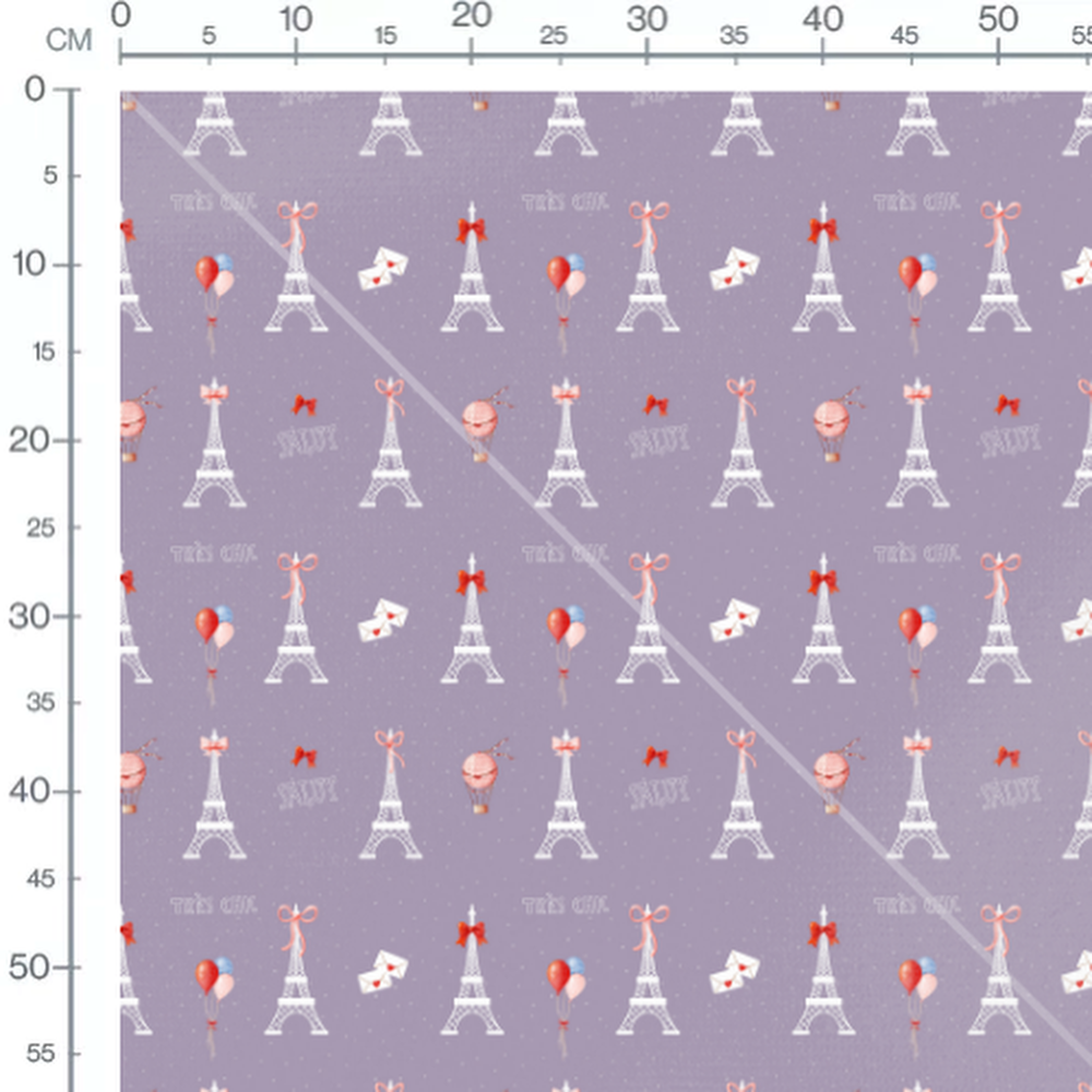 Tissu - Eiffel blanche sur fond violet