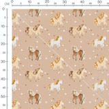 Tissu - Chevaux et cœurs sur beige