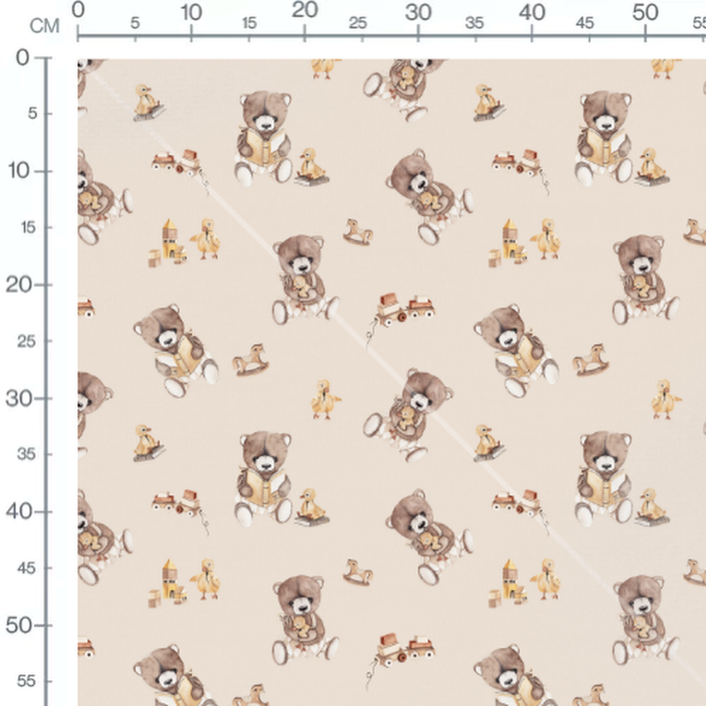 Tissu - Oursons et jouets sur beige 3