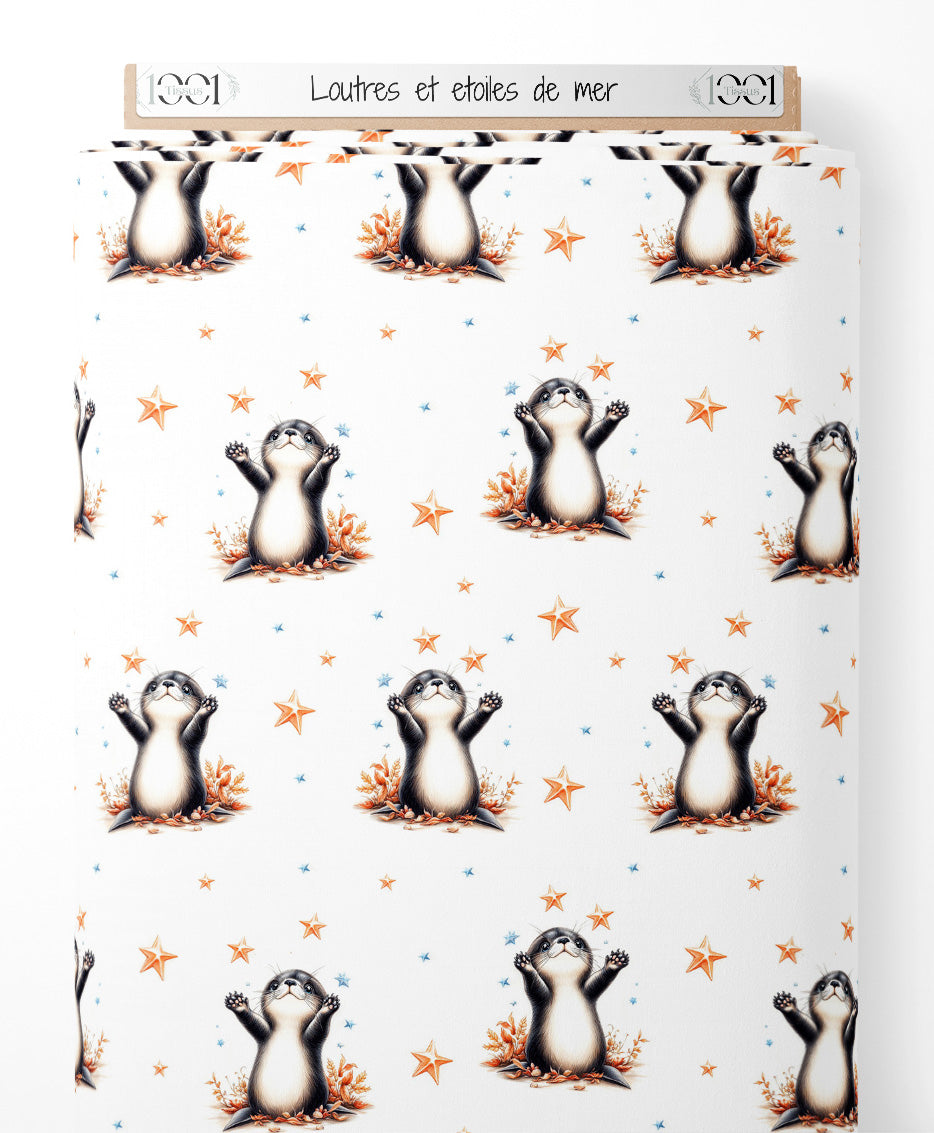 Tissu - Loutres et étoiles de mer