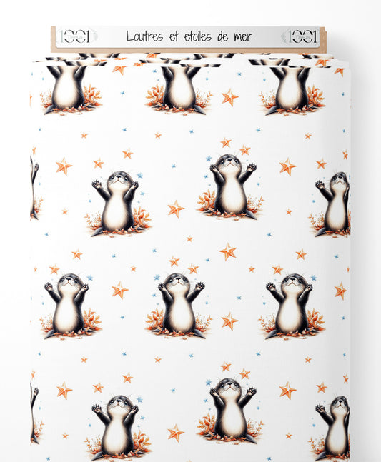 Tissu - Loutres et étoiles de mer