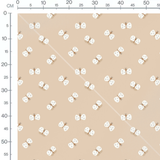 Tissu - Papillons blancs sur beige