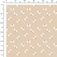 Tissu - Papillons blancs sur beige
