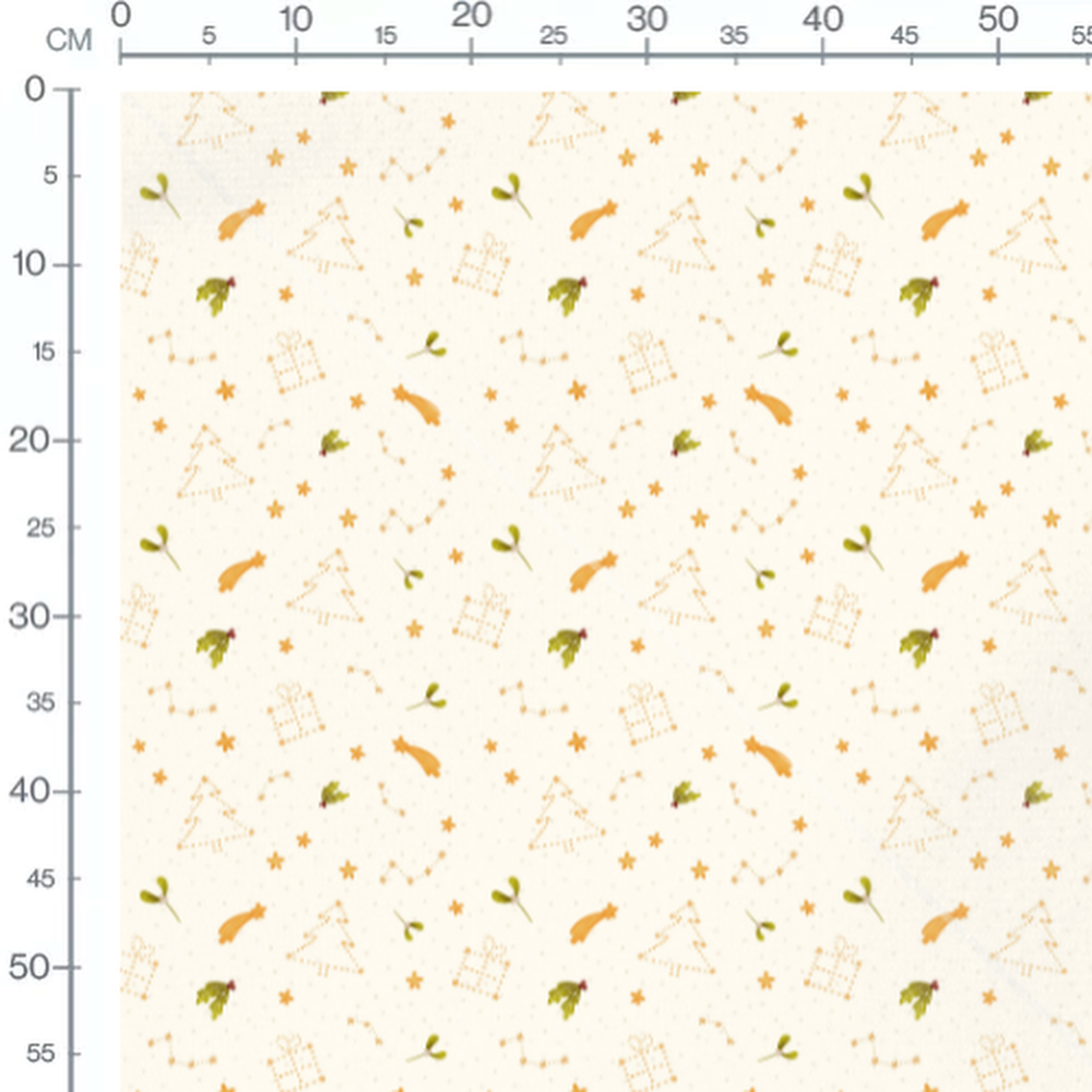 Tissu - Étoiles et gui doré