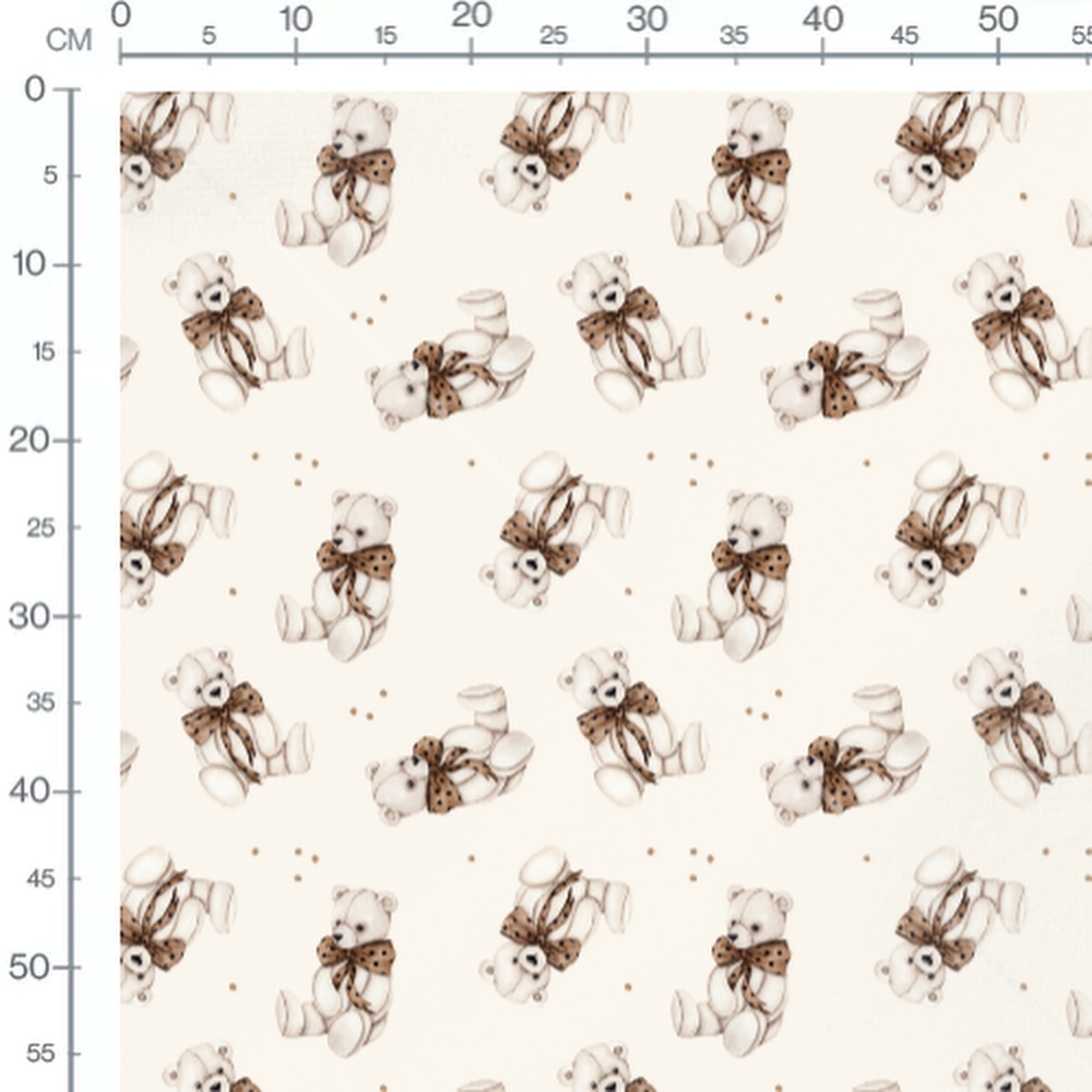 Tissu - Oursons blancs sur fond crème 2