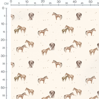 Tissu - Chevaux bruns et gris