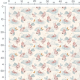 Tissu - Cochons licornes sur nuages bleus