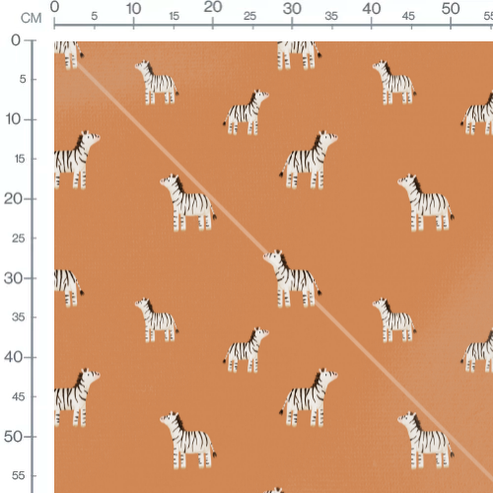 Tissu - Zèbres sur fond terracotta