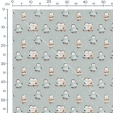 Tissu - Pingouins gris sur fond gris
