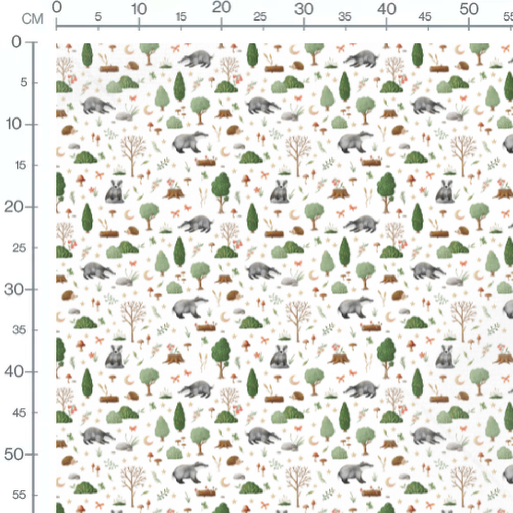 Tissu - Animaux et arbres forestiers