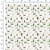 Tissu - Animaux et arbres forestiers
