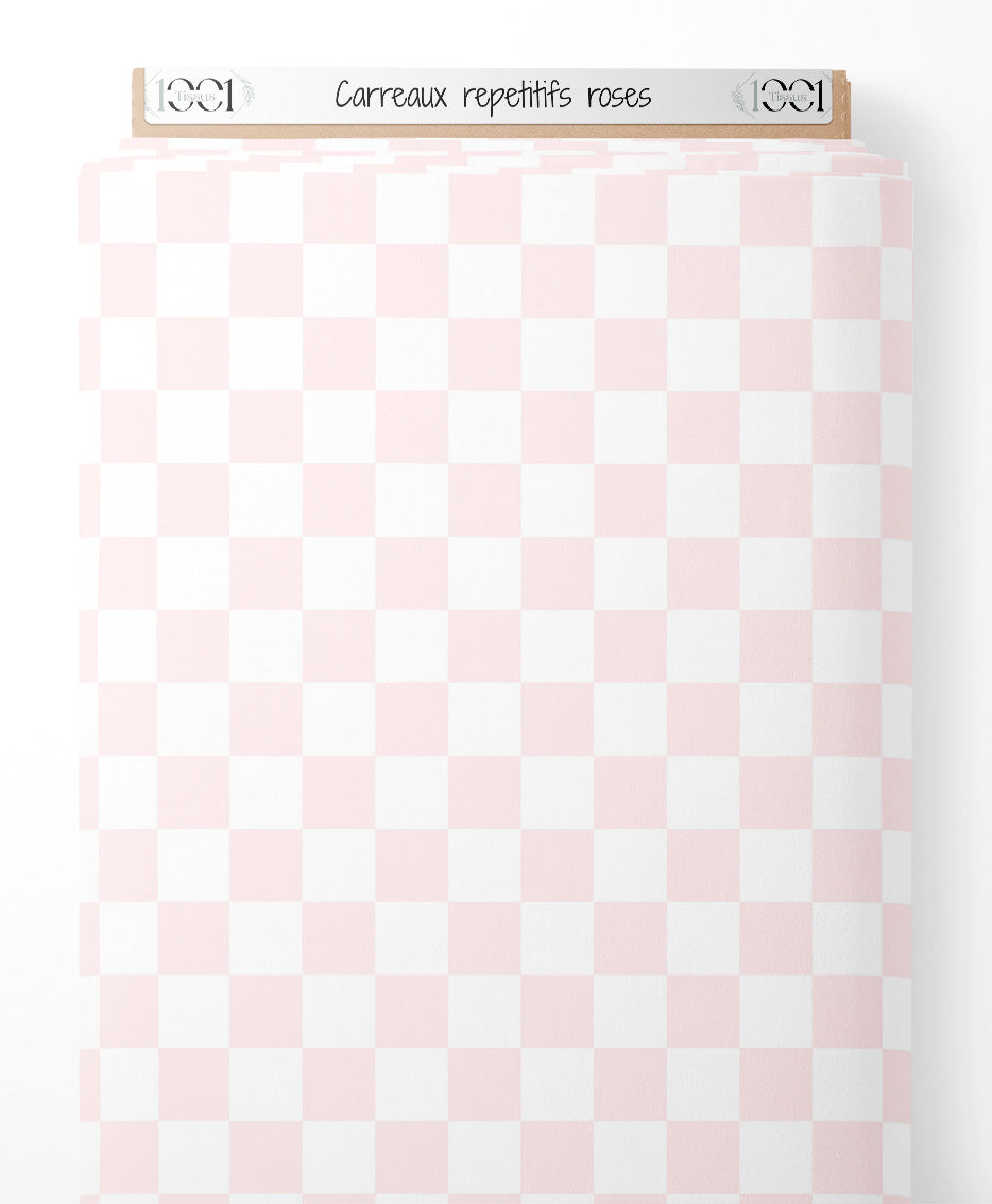 Tissu - Carreaux répétitifs roses