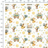 Tissu - Animaux et fleurs colorées