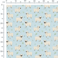 Tissu - Moutons noirs et feuilles vertes
