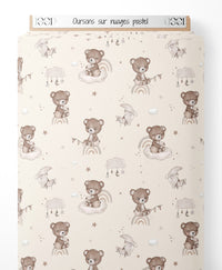 Tissu - Oursons sur nuages pastel
