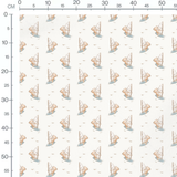 Tissu - Oursons beige et oiseaux marron
