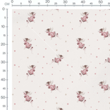 Tissu - Souris roses sur fond blanc